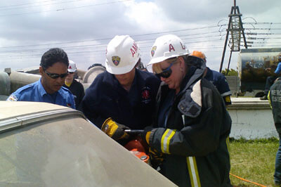 Vehicle rescue training at the Metro rescue base